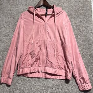 Sweet Choice Woman’s Hooded Zip Front Light Pink Rain Jacket Size Large